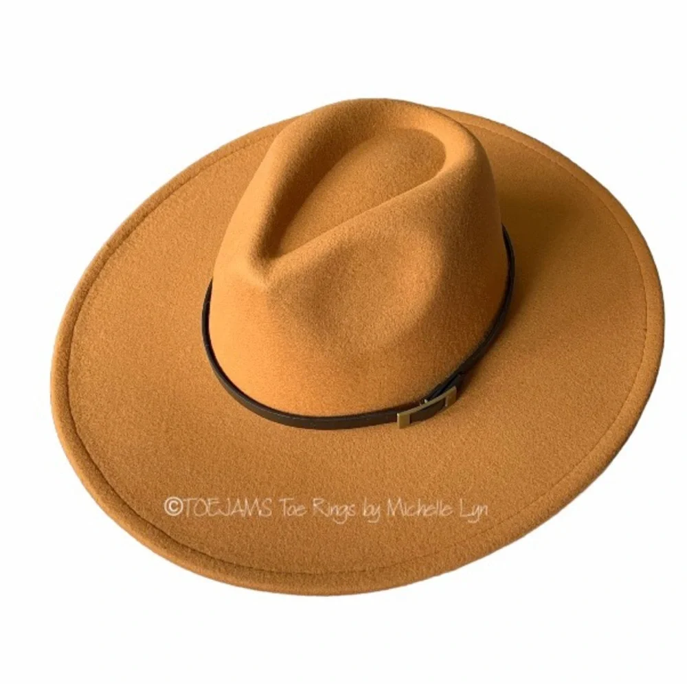 HAT FEDORA Leopard Print Underside Brim/Camel Golden Brown Removable Hat Band - Picture 4 of 4